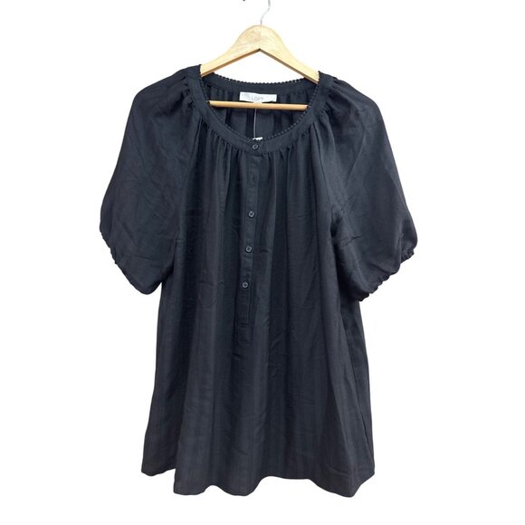 Ann Taylor Loft Black Button-Front Blouse M NWT - Picture 1 of 8
